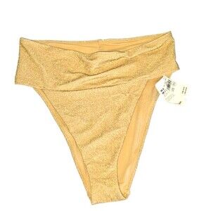 Aerie American Eagle Gold Glitter Swim Bathing Suit Bottoms NEW Medium M $29.95
